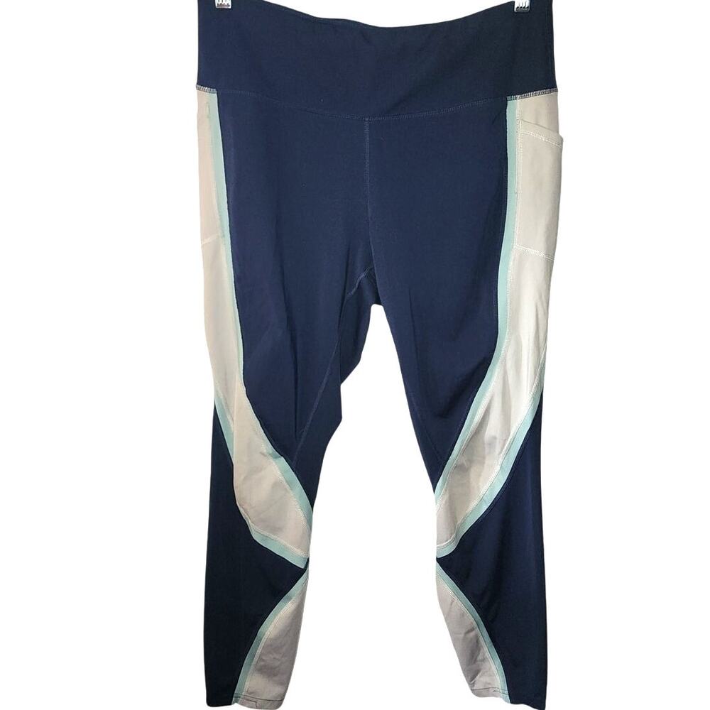 Avia Blue Workout Running Activewear Yoga Cropped Leggings Large